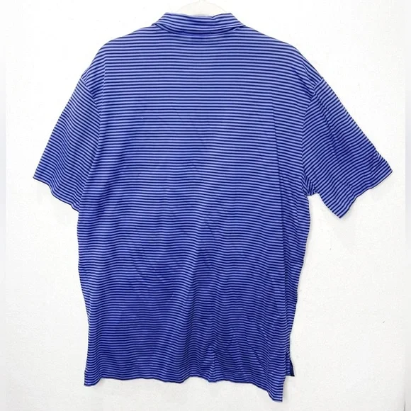 Polo Ralph Lauren 100% Pima Cotton Striped Polo Vintage Size Large Preppy Blue. - Picture 2 of 5